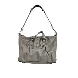 Coach Ashley Silver Gray Leather Satchel Shoulder Bag Purse